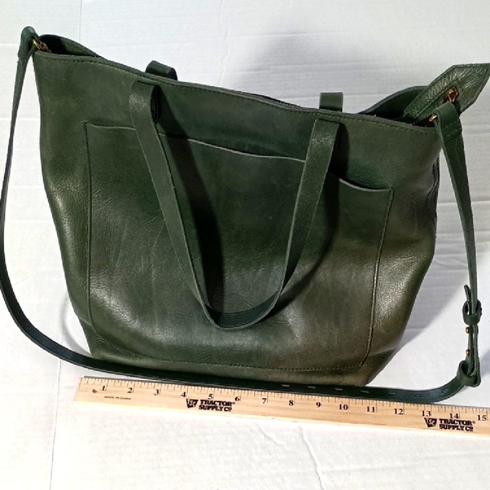 Madewell Medium zippered Transport Tote - green leather